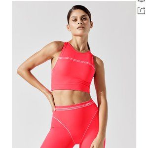 Adam Selman Racer Cropped Printed Neon Stretch Top
